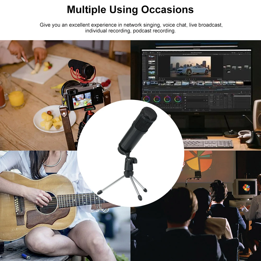 Микрофон конденсаторный со стойкой и кольцесветильник кой USB | Электроника