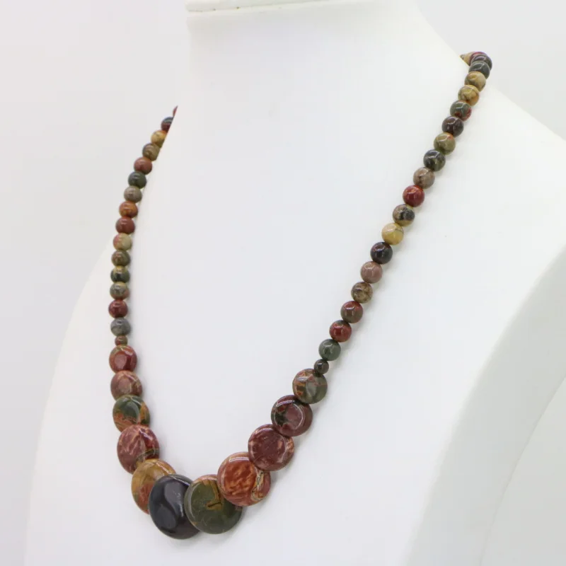 necklace Горячая Распродажа модные высококачественные 6-20 мм Разноцветные Круглые и монетные бусы Пикассо, серьги, ожерелье, цепь 18 дюймов, опт и розница - Окраска металла: necklace