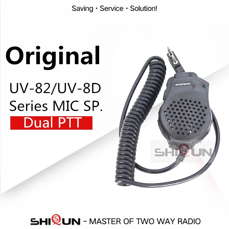 Двойной PTT MIC Динамик UV-82 UV-8 UV82L UV-89 UV-82 плюс UV-82TP GT-5TP UV-82HP UV-82HX микрофон для UV-8D UV 82 UV82 - Цвет: 1 PC