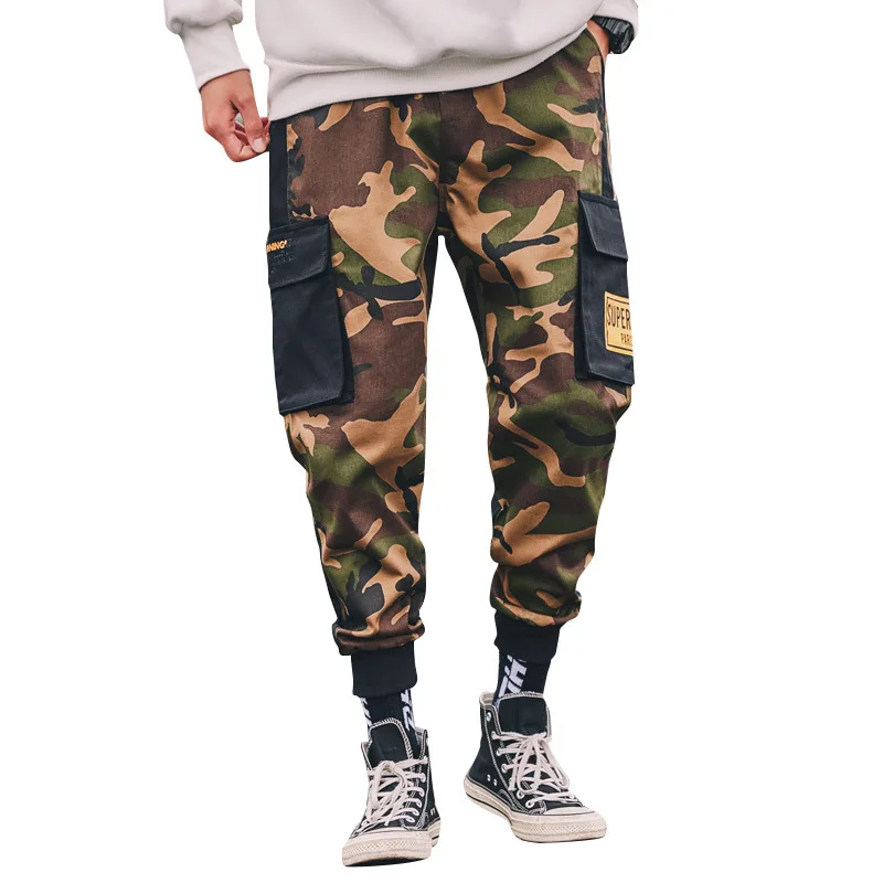 

2021 Pocket drawstring casual pants men's camouflage Harlan cargo pants sports leggings trend goes with everything