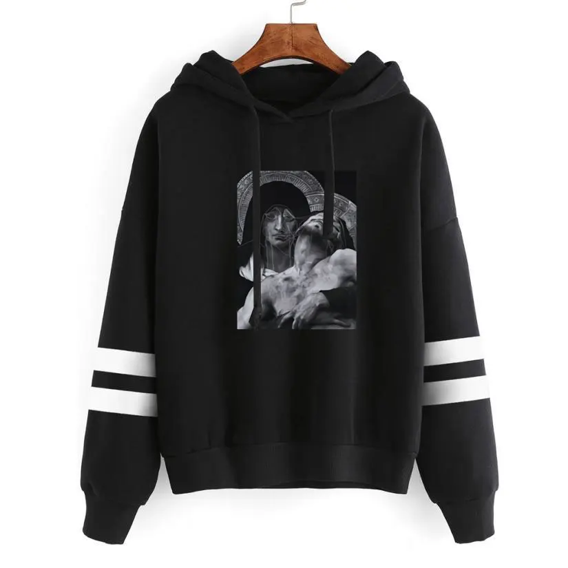 

Mona Lisa Becomes Extraterrestrial Pain Face Funny Printed Hoodies Women Autumn Winter Sweatshirt 90s Warm Harajuku Hoodie