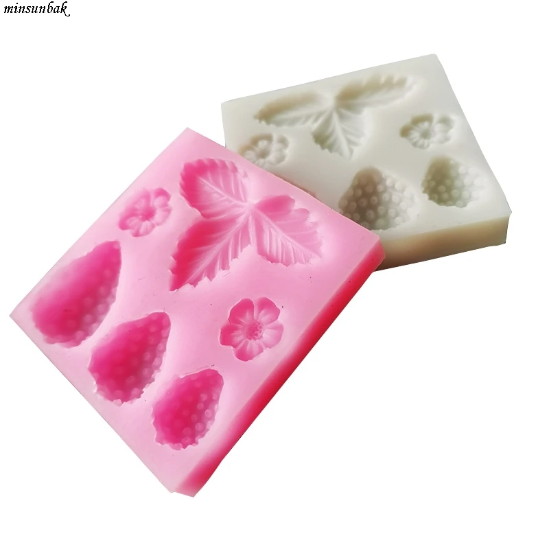 Minsunbak 3D силиконовая форма для помадки в виде клубники сделай сам цветок лист