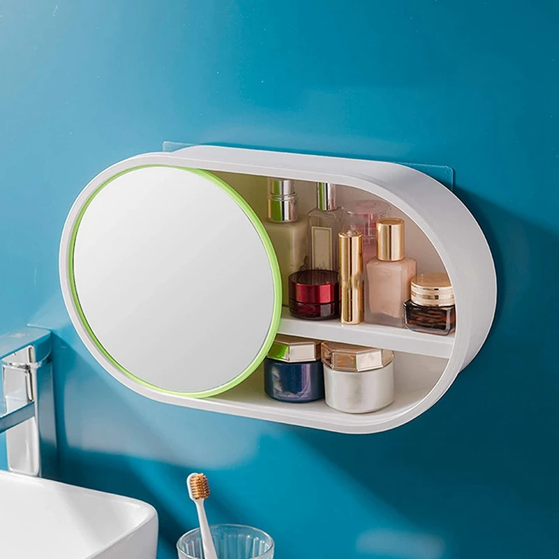 

Wall-Mounted Multifunctional Bathroom Cosmetic Storage Box with Dustproof and Waterproof Cosmetic Display Cabinet