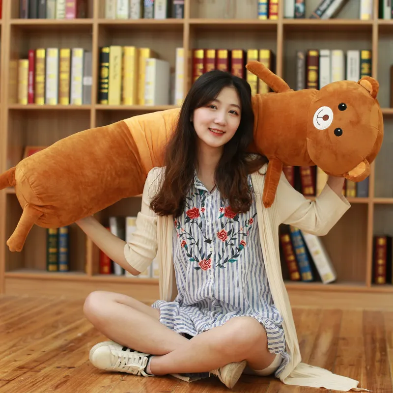 

New arrival Cartoon animal long pillow chicken dog mouse totoro bear plush toy soft stuffed cushion child girl Xmas gift kawaii