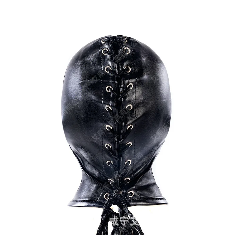 

Black Eye Mask Mouth Ball Headgear Mask Leather Face Mask Bondage Adults Games Flirt Tools