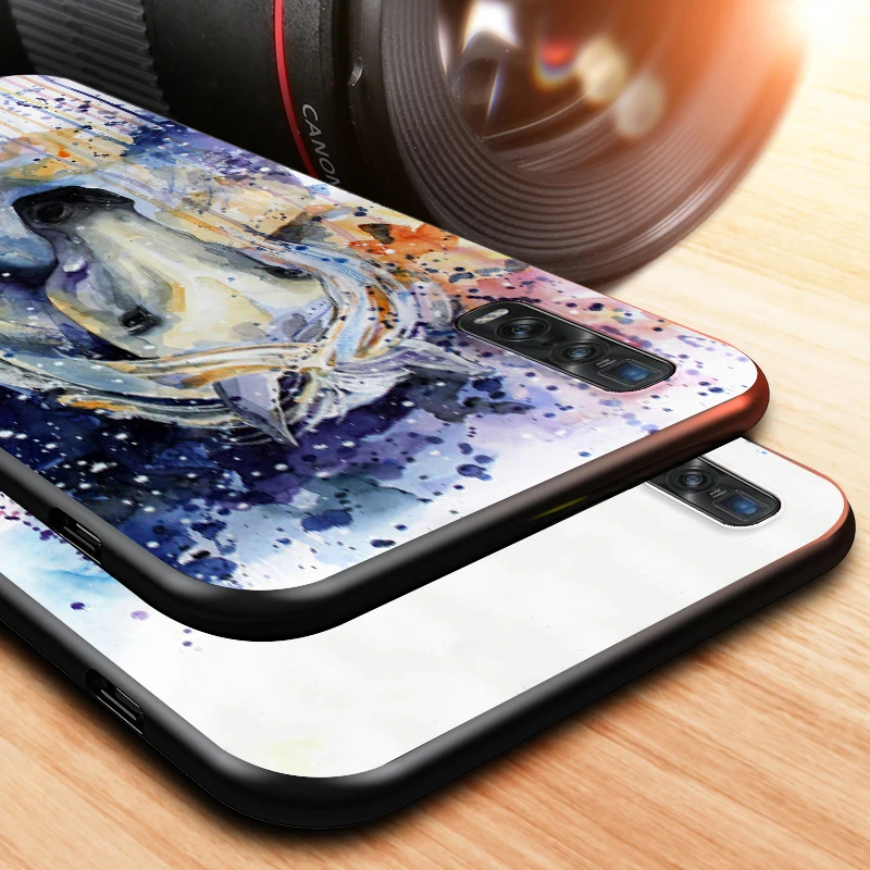 

Cute Horse Oil Painting for OPPO Find X2 A93 A92 A73 A72 A53 A53S A32 A12 A11X A1K A5 Neo Pro Lite Black Phone Case