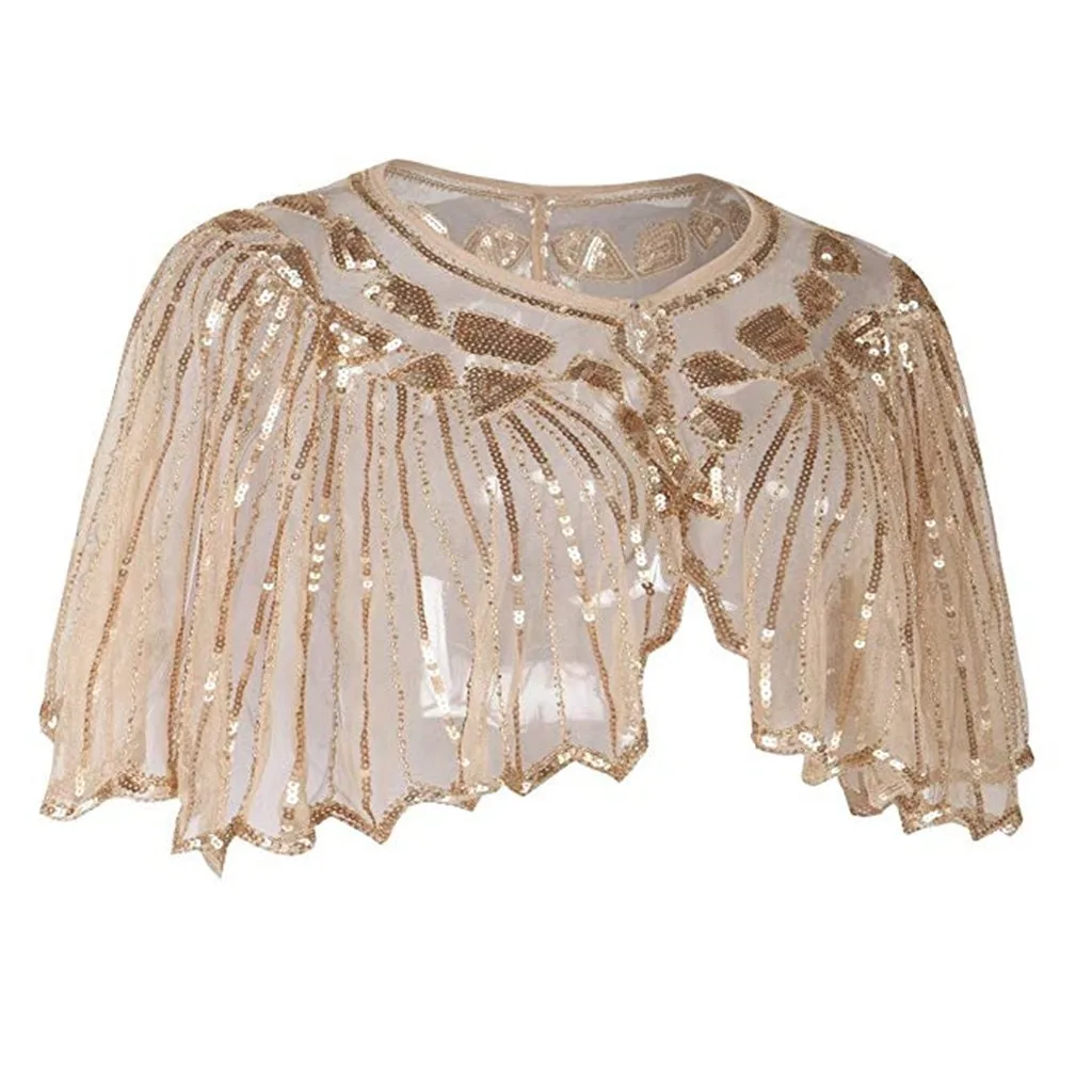 

Women's 1920s Shawl Beaded Sequin Deco Evening Cape Bolero Flapper Cover up Blouse Banquet stage Formal dresses shawl Clothes