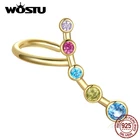 Женские серьги-гвоздики из серебра 925 пробы, с разноцветным Цирконом