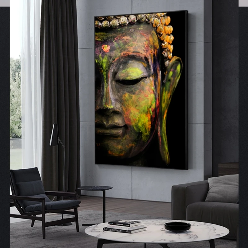 Vivid Large Buddha Face Wall Art Canvas Prints Modern Buddhism Oil Paintings for Living Room Pictures | Дом и сад