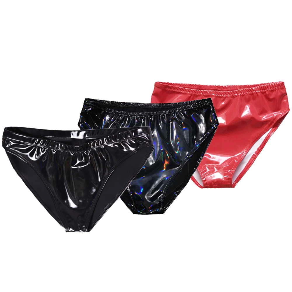 

Oversize Sexy Women Faux Leather Shiny Slink Shiny Wet Look Pole Dance Panties Bikini Thong Brief Clubwear Christmas Gift
