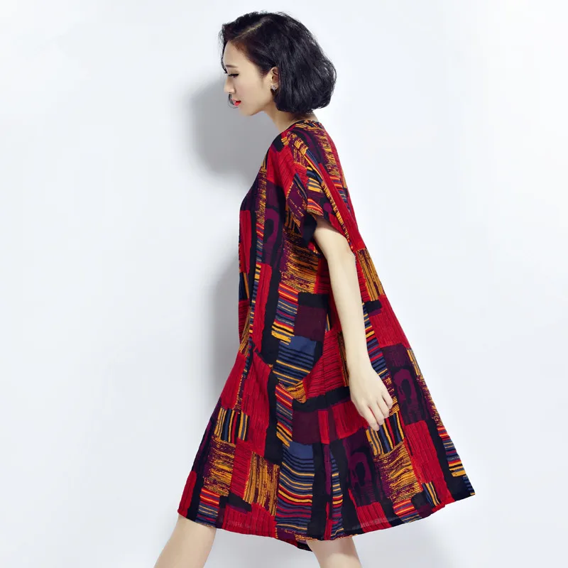 Clobee 2020 размера плюс платья boho Летнее хлопковое и льняное платье в клетку Одежда