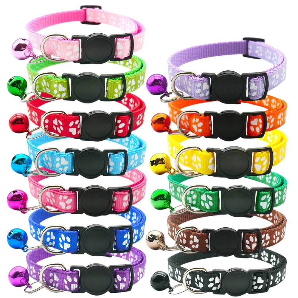 

24Pcs Safety Buckle Collar Pet Dog Collar Cute Kitten With Bell Collar Adjustable Ribbon Bell Necklace For Cats Puppy Neck Strap