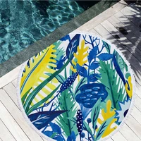 round printed beach towel fiber with fringed ethnic style beach style floral leaves skin friendly soft and comfortable