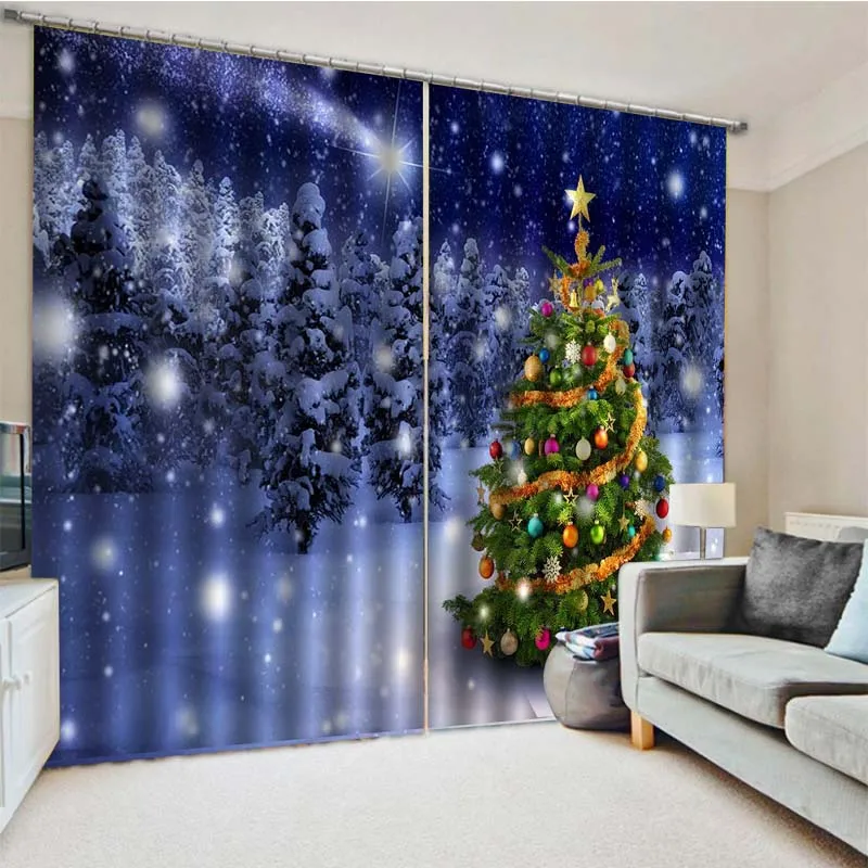 Рождественские украшения для дома затемненные 3D оконные шторы гостиной спальни