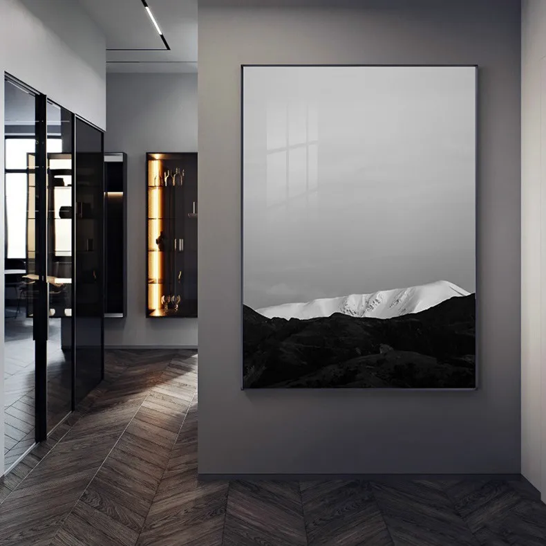 

Modern Black and white Mountains Canvas Painting posters and print Landscape Art Wall Pictures for Living Room Bedroom Home Deco