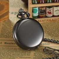 bronze slilver black retro women men quartz polishing smooth pocket watch roman numeral display necklace waist chain gift