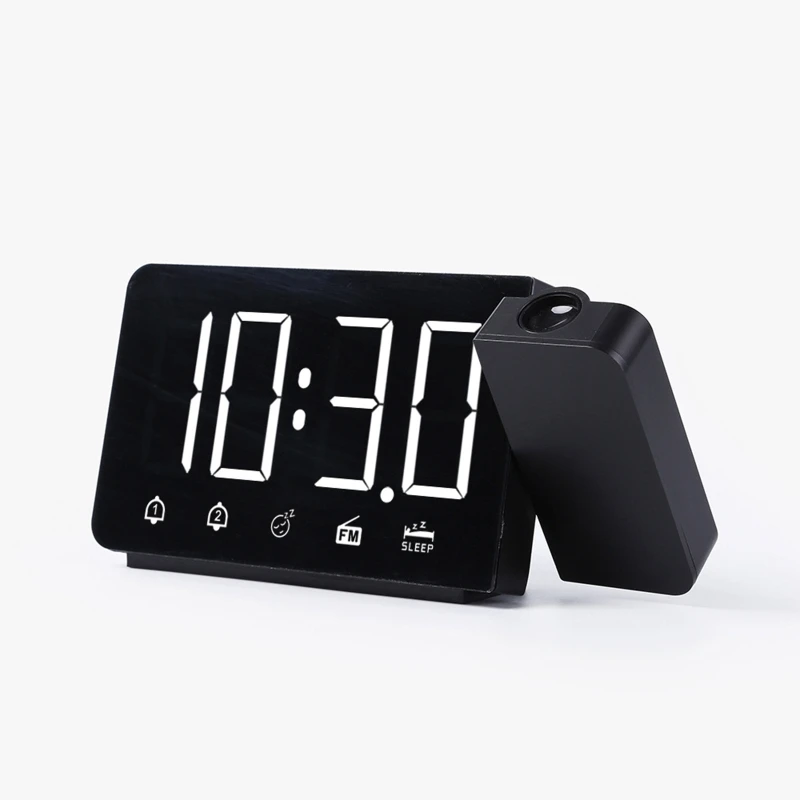 

LED Digital 2 Alarm Clock USB Electronic Watch Wake Up FM Radio Time Projector