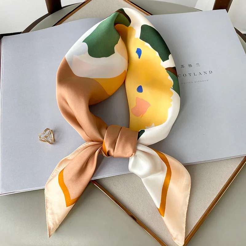 

2020 новых весенних и летних тонких небольшой квадратный шарф женский зонт шелковый шарф декоративная шаль с принтом маленький шарф