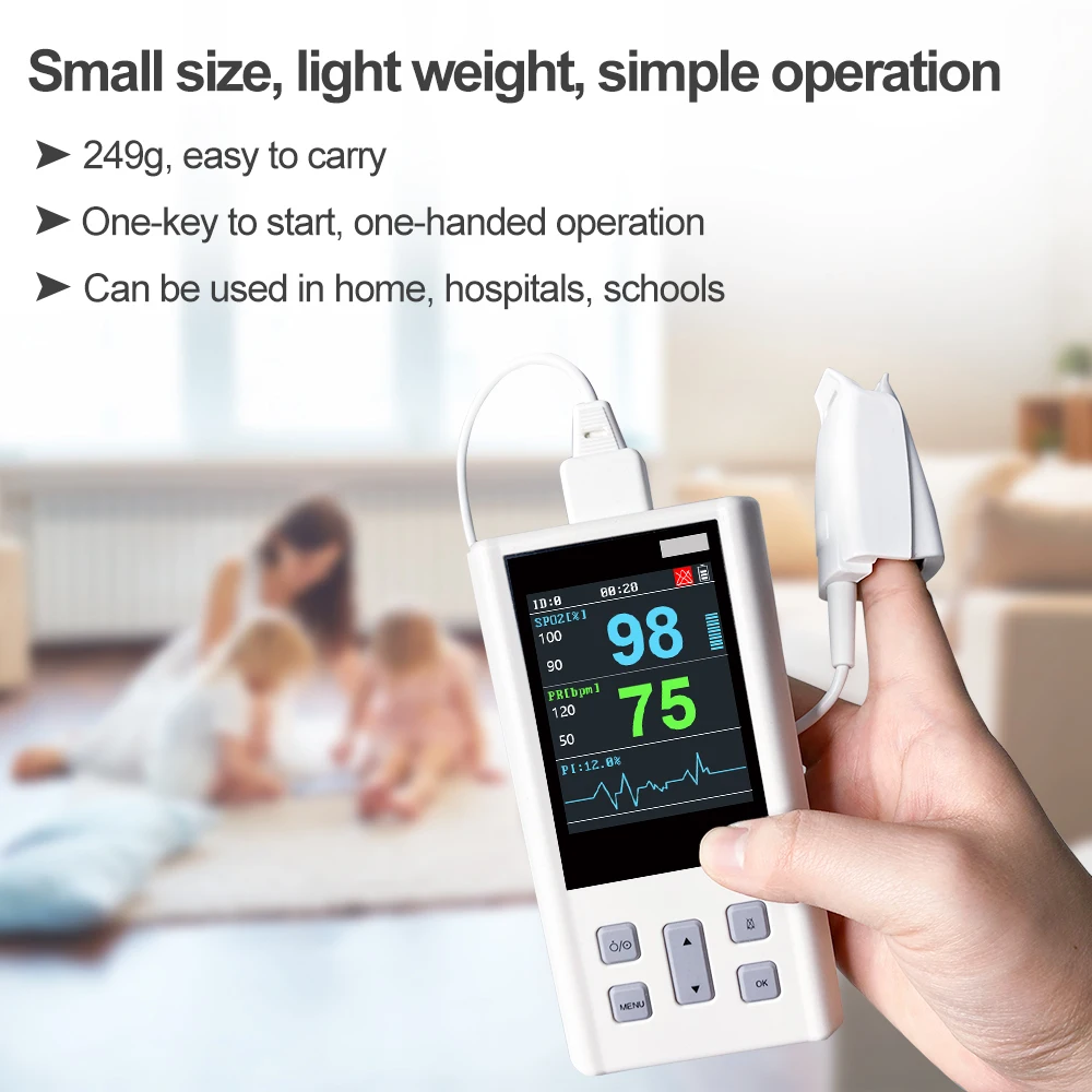 Пульсоксиметр на кончик пальца ручной для новорожденных и взрослых ветеринарный