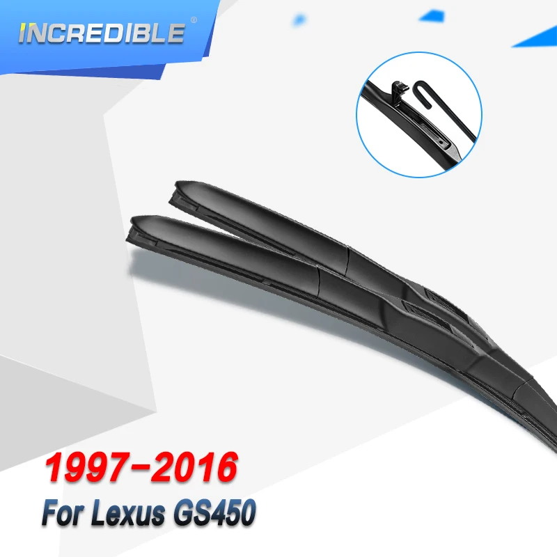 

INCREDIBLE Hybrid Wiper Blades for Lexus GS450 Fit Hook Arms Model Year From 1997 to 2016