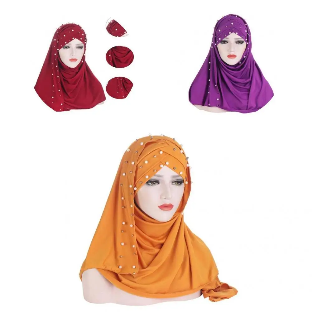 

Женский тюрбан, традиционный модный однотонный женский шарф-накидка на голову