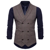 visada jauna 2020 brand suit vest men jacket sleeveless gray coffee vintage tweed vest fashion spring autumn plus size waistcoat