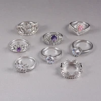 silver color crystal rings for women zircon ring jewelry crown romantic engagement party finger jewelry accessories wedding gift