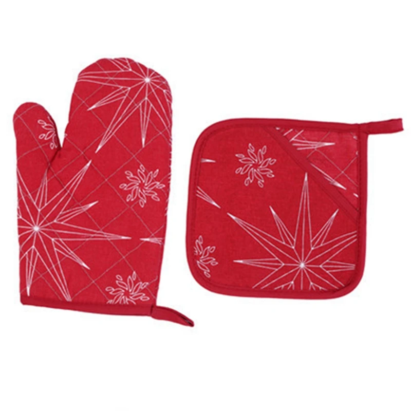 

Baking Anti-Hot Gloves Hot Oven Mitts Pad Microwave Insulation Mat Christmas Decorations for Home New Year Xmas