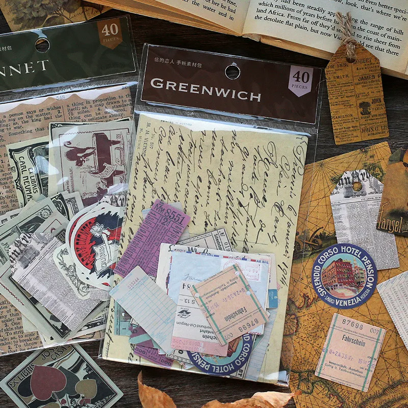 

40 шт./лот винтажная Цветочная крафт-карта, журнальная пуля, «сделай сам», скрапбукинг, материал для открыток, ретро Hangtag с отверстием, LOMO карт...