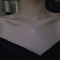 new moonstone round charm necklace for women creative hollow geometric pendant elegant party jewelry