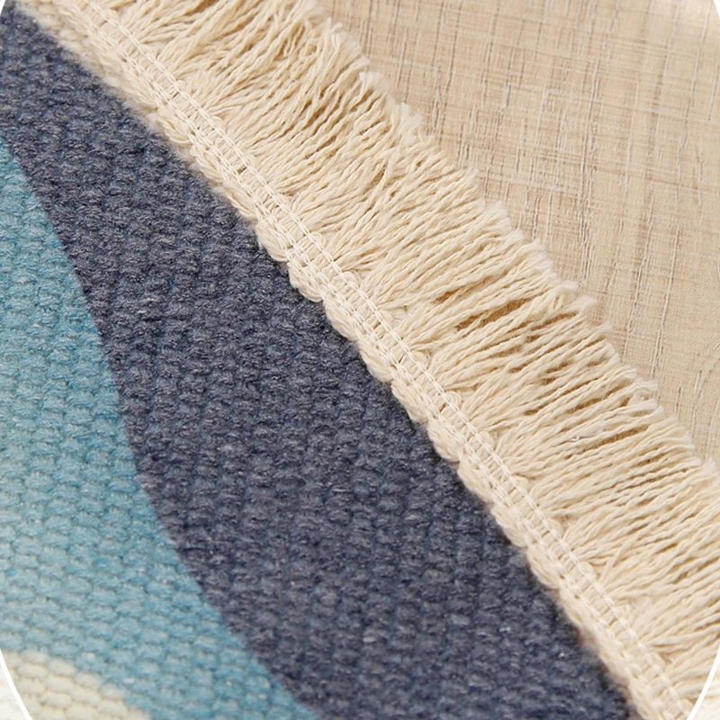 Марокканский круглый ковер для спальни в стиле бохо хлопковый с кисточками