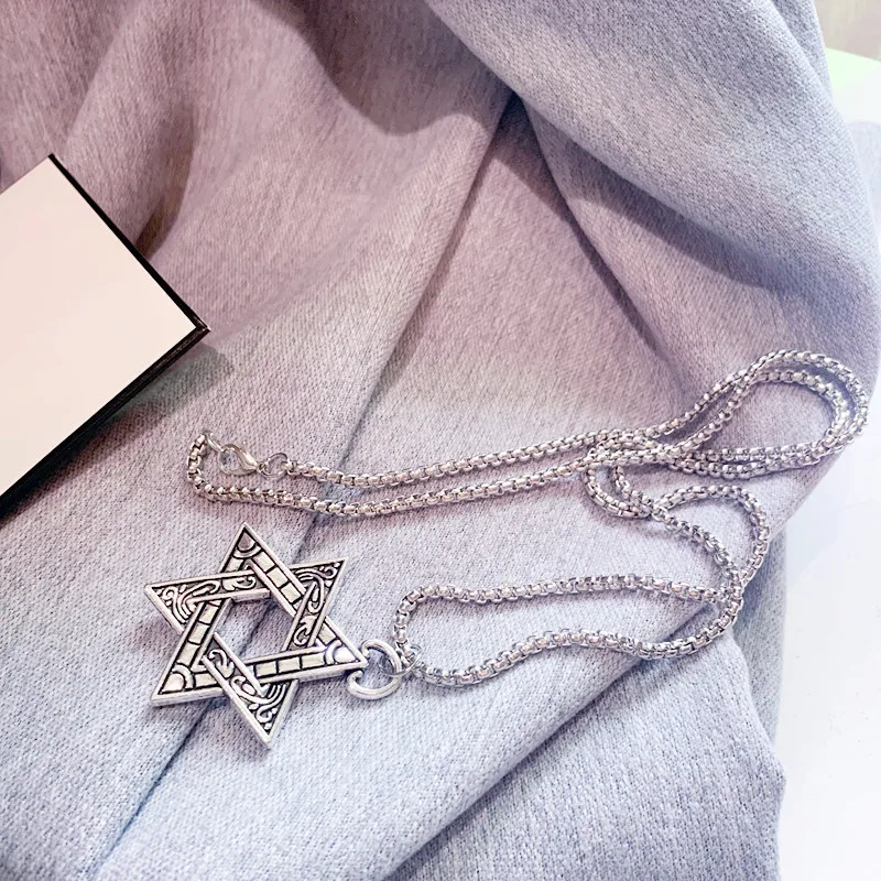 2021 модные украшения хип-хоп шестиугольник цинковый сплав кулон ожерелье для пары