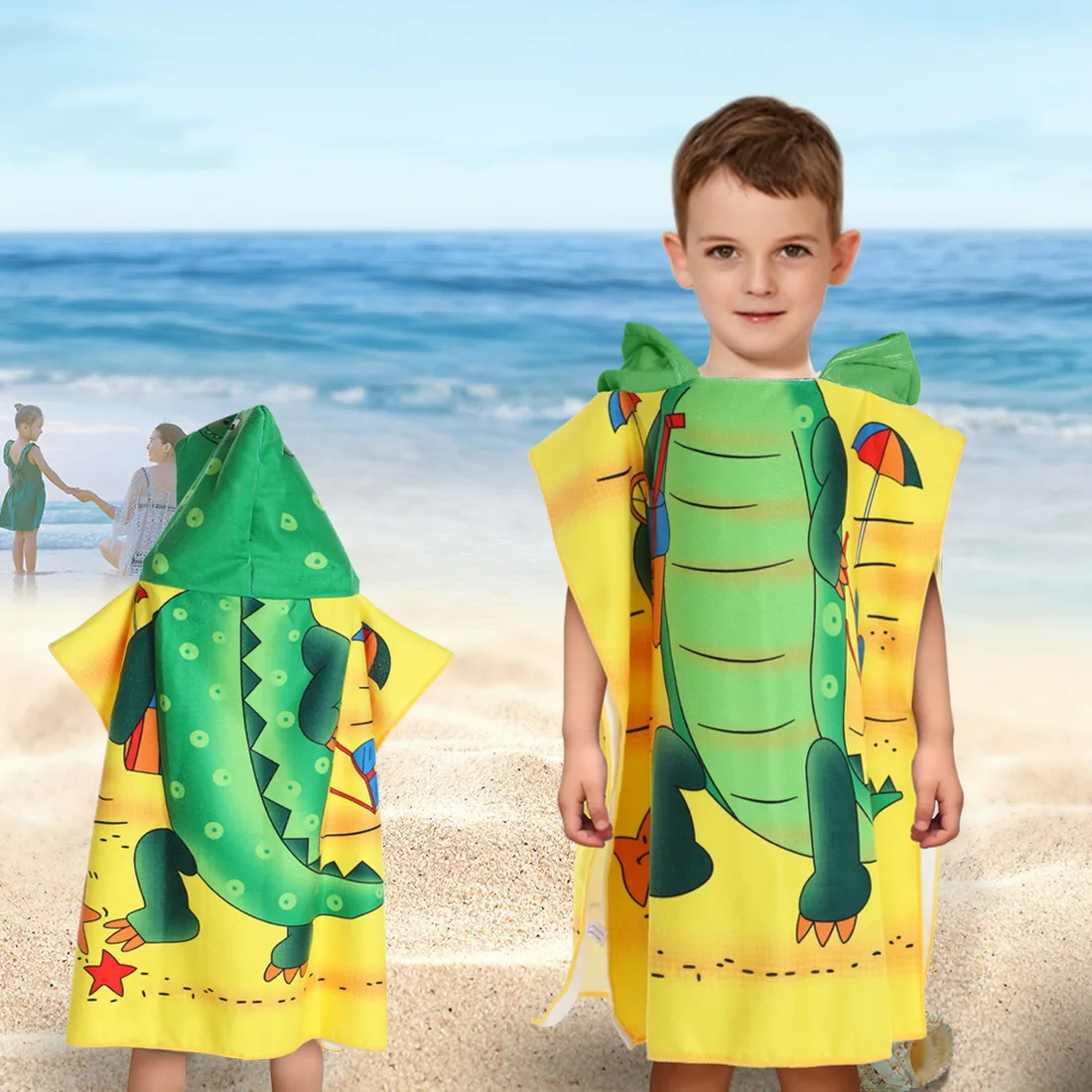 Детские Банные полотенца с капюшоном пончо детский банный халат быстро сохнет