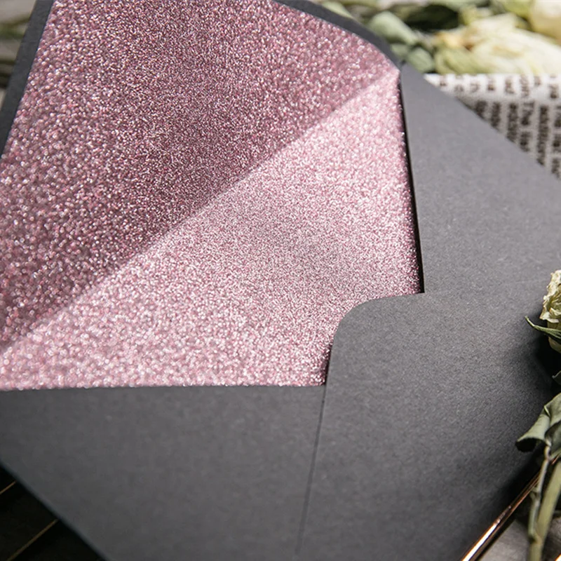 Простая Свадебная пригласительная открытка 35 шт./лот розовый внутренний конверт