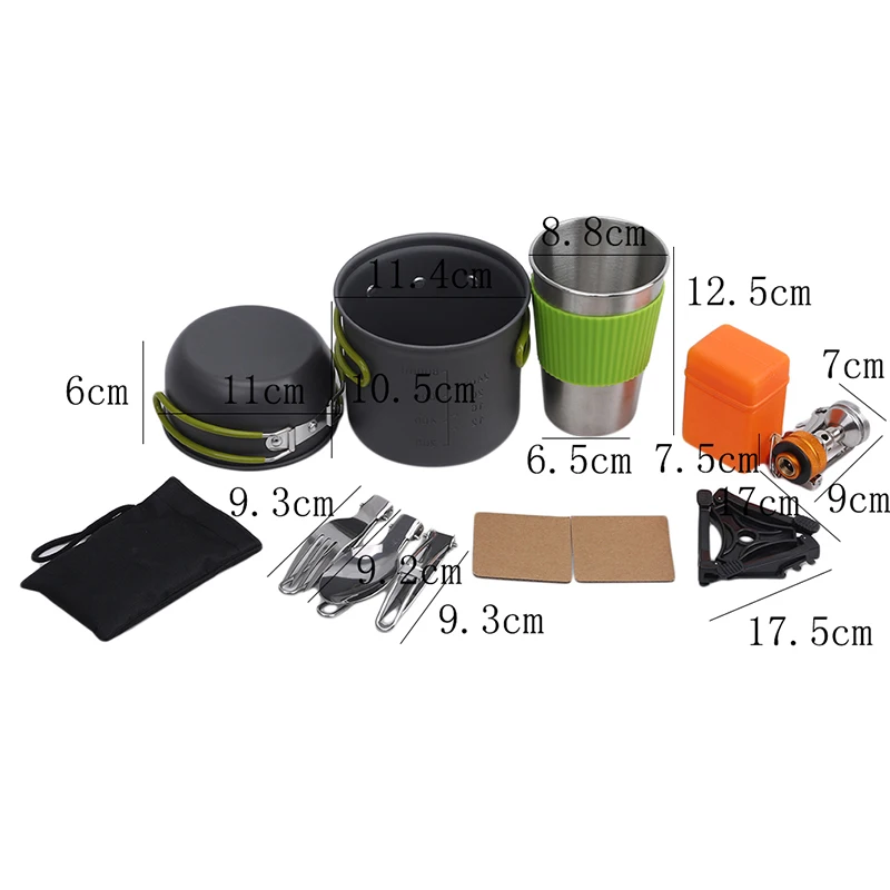 

Camping Cookware Set Outdoor Aluminum Cooking Set Water Kettle Pan Pot Travelling Hiking Picnic BBQ Tableware Equipment Tourism