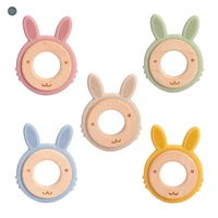 food grade silicone baby teething rings wooden teethers training bed toy nursing gift for 3 12 month infants tooth care products