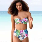 Новинка 2022, винтажные комплекты бикини в стиле ретро с высокой талией, купальник, женский купальник с цветочным принтом и V-образным вырезом, пляжная одежда, купальные костюмы, бикини