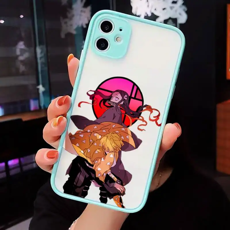 

Japan Demon Slayer Phone Cases matte transparent For iphone 7 8 11 12 plus mini x xs xr pro max cover