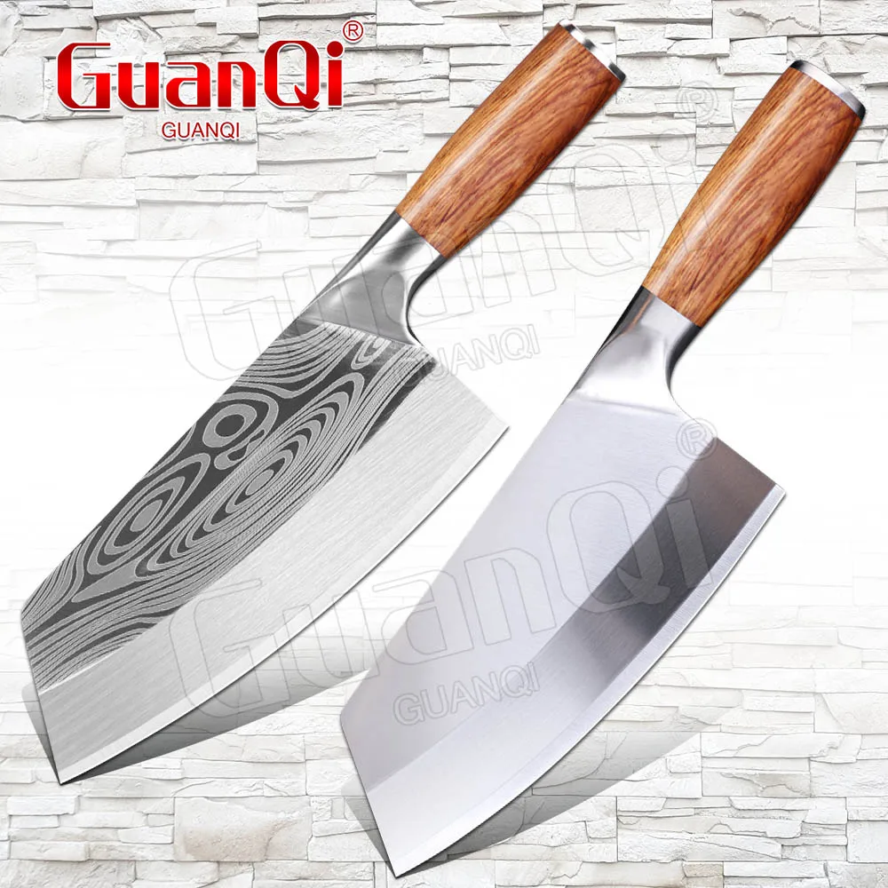 Поварской нож из нержавеющей стали дамасский Кливер с лазерным узором для