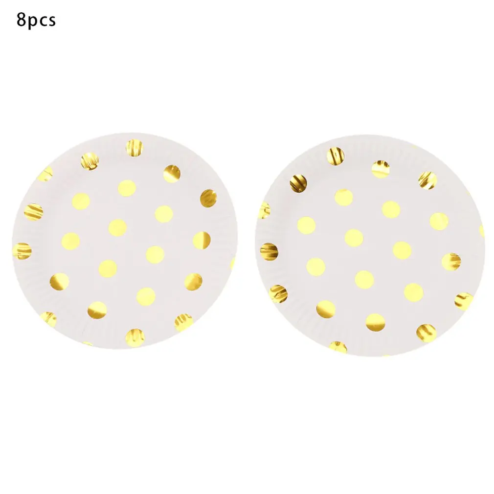 Серебряная тарелка для вечеринки в Золотой горошек полосатая Золотая и