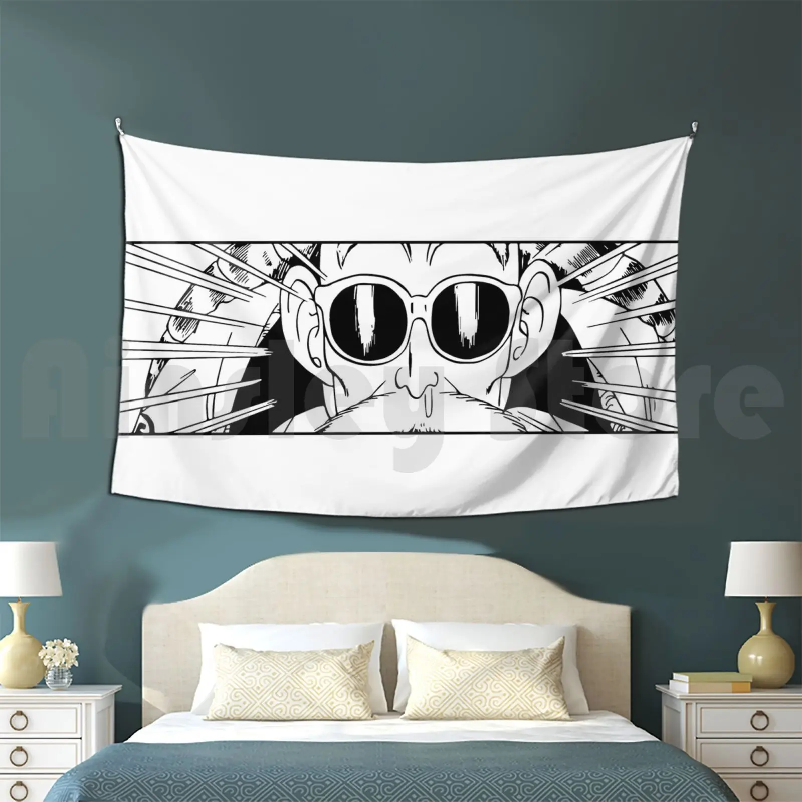 

Master's Gaze Customized Tapestry Dbz Master Roshi Anime Manga Black And White Comic Nerd