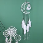 Ловец снов, луна, солнце, перо, подвеска, рандомный Ловец снов, плетеные ветряные колокольчики, Детская уличная комната, настенный художественный декор, 1 шт.