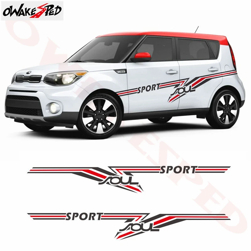 Наклейки для автомобиля s Sport Stripes Стайлинг Авто обе стороны двери Декор наклейки виниловые аксессуары для тела наклейка для KIA Soul