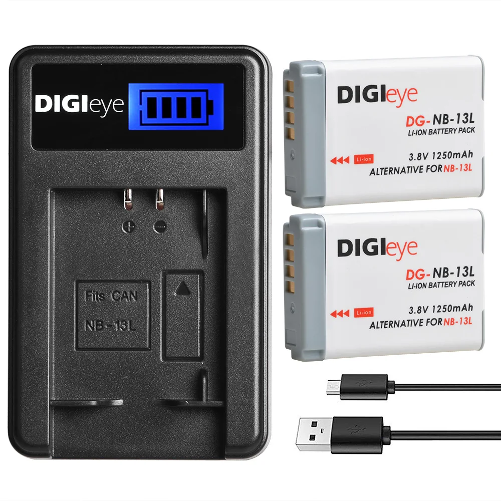 

NB-13L NB13L Battery + LCD USB Charger for Canon PowerShot G1X Mark III G5X G7X G7X Mark II G9X G9X Mark II SX620 SX720 HS
