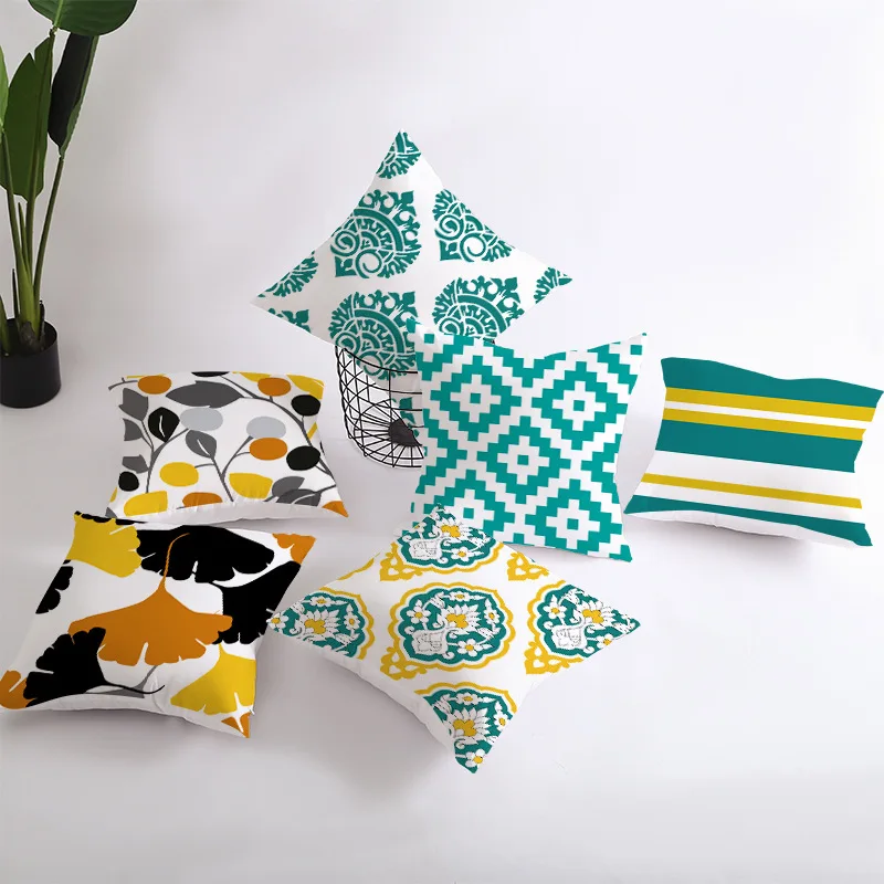 

Geometric Digital Printing Peach Skin Pillowcase Modern Minimalist Style Sofa Pillowcase Car Pillowcase Decoration