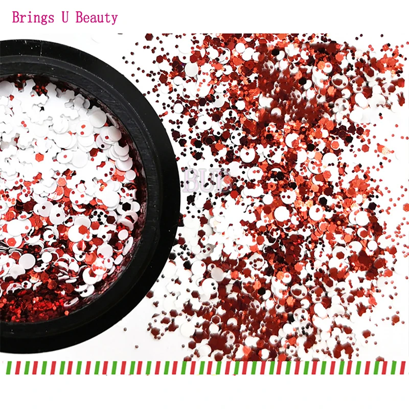 6 коробок голографический Рождественский Декор для ногтей снежинки дерево