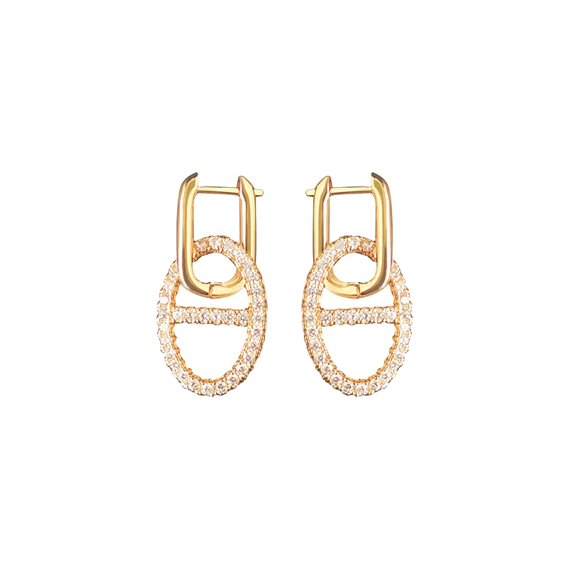 

S925 Sterling Silver New Sailor Ring Buckle Earrings Female Fashion Simple Pig Nose Earrings Jewelry Banquet Party Style Gift