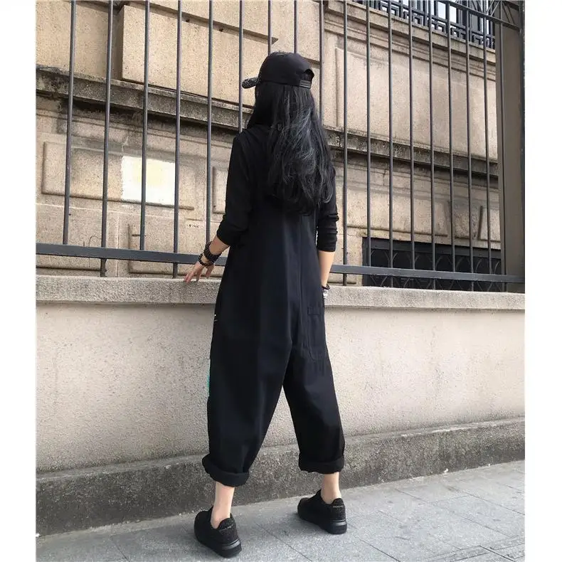 

European products thickened autumn and winter clothing is new Japanese printed denim loose straight one-piece baggy pants net