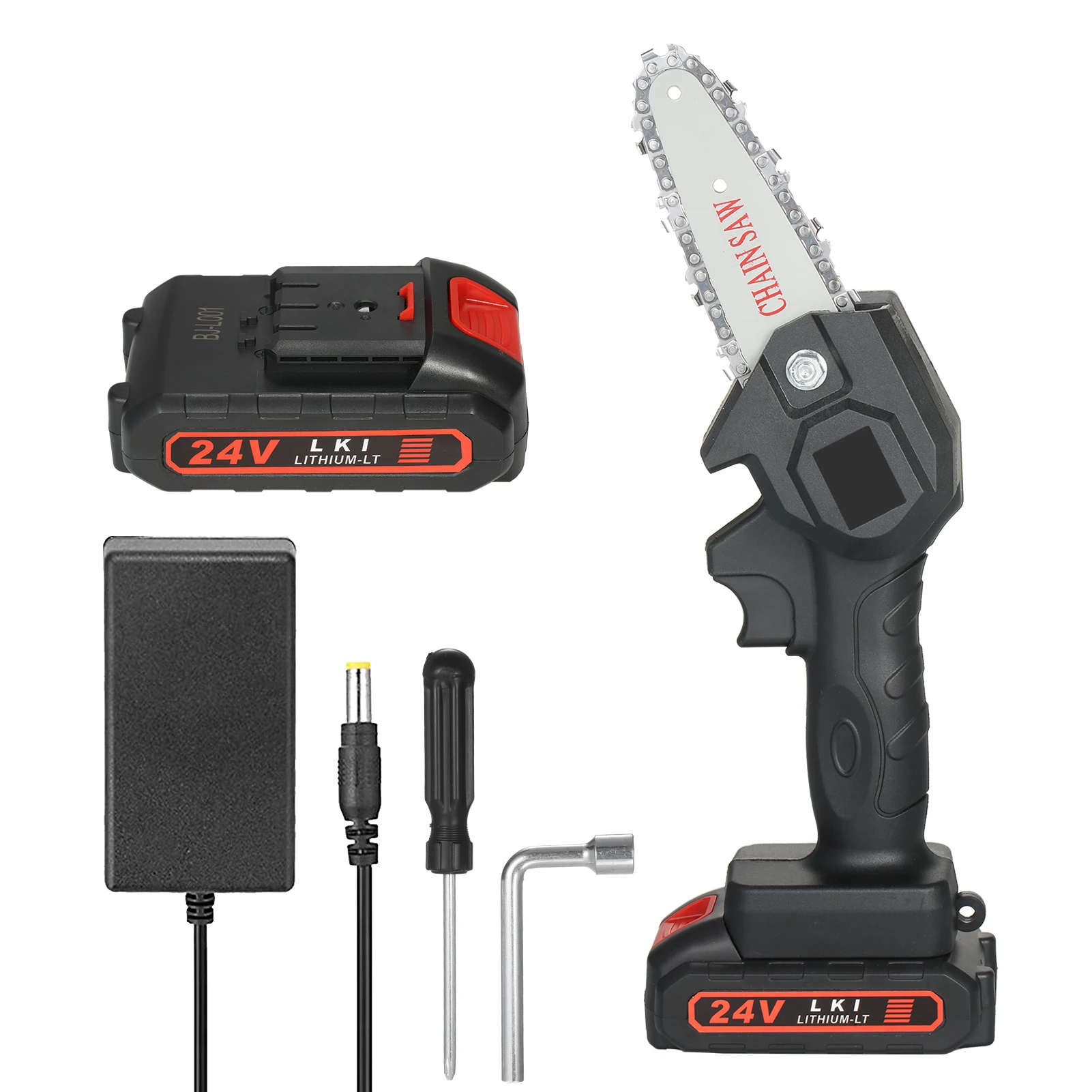 

24V мини-бензопила 4-дюймовый 1500mAh аккумуляторная Мощность цепных пил Портативный Электрический обрезной станок с несколькими дисковыми пил...