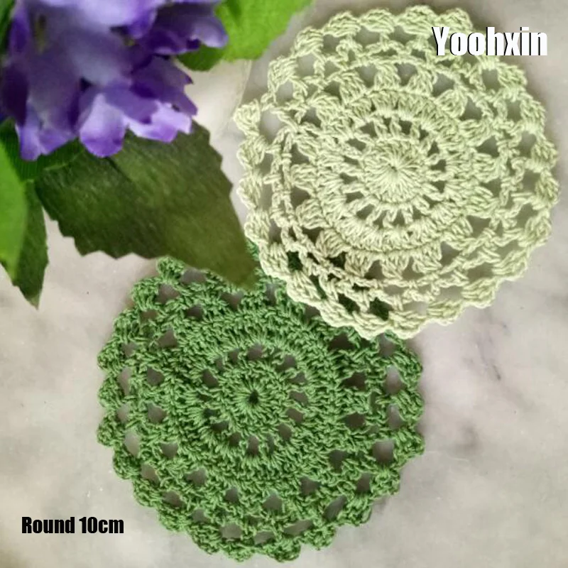 

HOT Lace Round cotton table place mat dining pad Cloth crochet placemat cup mug tablecloth tea coaster handmade doily kitchen